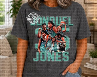 Jonquel Jones New York Liberty T-Shirt, WNBA Basketball Fan-Shirt, Damen-Basketball-Shirt mit Grafik, Spieltagsbekleidung