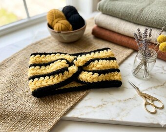 Handmade Twisted Ear Warmer Headband. Custom color combinations available!