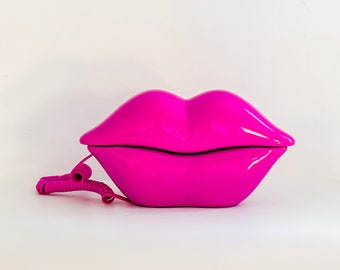 Vintage Hot Pink Lips Telephone Corded Landline New In Box Pop Art Working