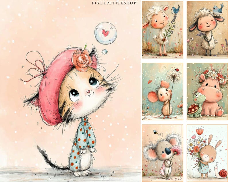 Nyckfulla digitala sidor med blommiga vänner | Utskrivbara skräpjournaler och scrapbooking (digital nedladdning) bild 9