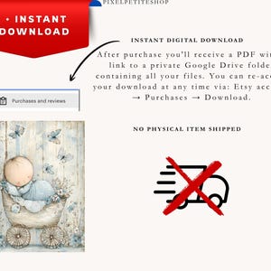 Adorable Baby Boy Digital Pages | Nursery Junk Journal & Scrapbooking Printables (Digital Download) image 3