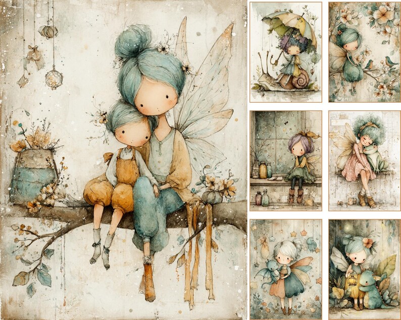 Whimsical Fairy Girl Digital Junk Journal Pages | Scrapbooking Printables (Digital Download) image 3