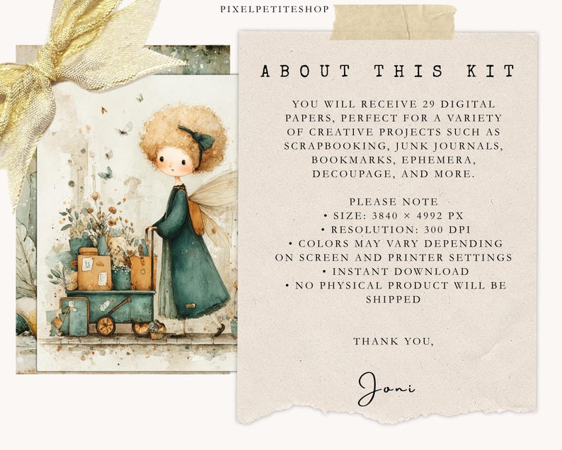 Whimsical Fairy Girl Digital Junk Journal Pages | Scrapbooking Printables (Digital Download) image 6