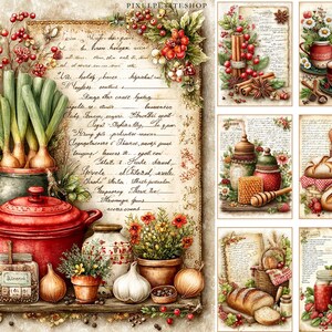 Páginas digitales de recetas antiguas / Imprimibles para diarios basura y scrapbooking (Descarga digital) imagen 9