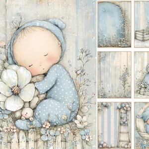 Adorable Baby Boy Digital Pages | Nursery Junk Journal & Scrapbooking Printables (Digital Download) image 18
