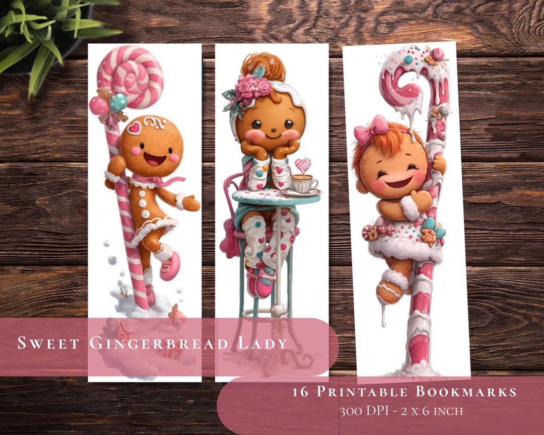 Gingerbread Lady Christmas Bookmark Set | Holiday Clipart (digital ...