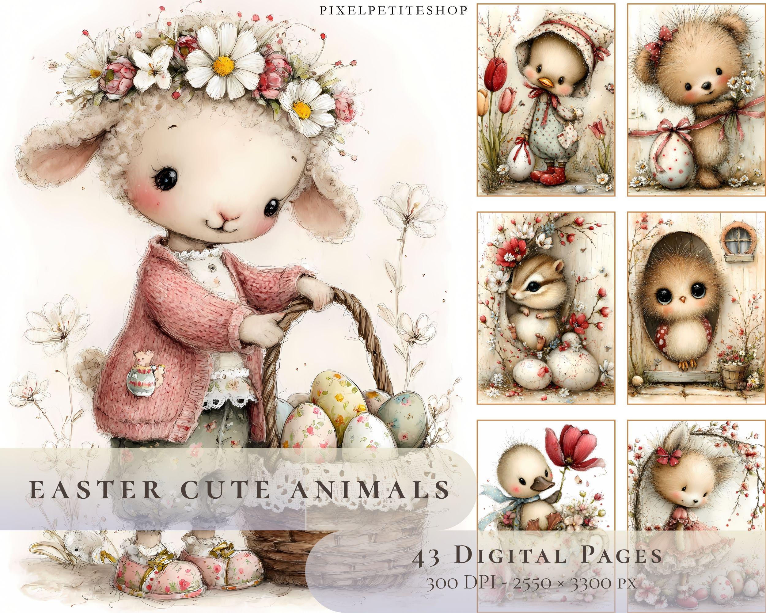 Preview of Easter Baby Animals — 43 Printable Scrapbook Pages