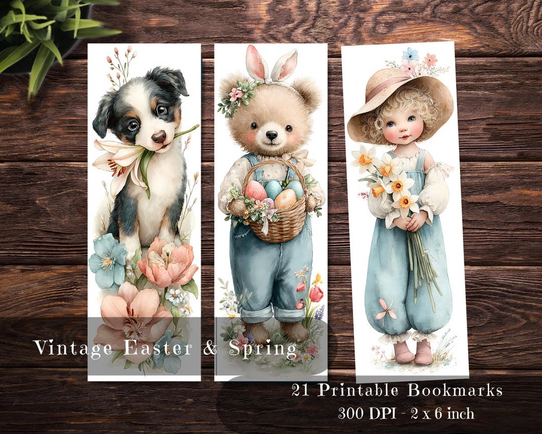 Vintage Easter and Spring Bookmark Printable Set (digital Download) - Etsy