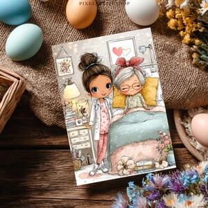 Digitale pagina's lieve verpleegster en ouderen | Afdrukbare items voor junkjournal en scrapbooking (digitale download) afbeelding 4