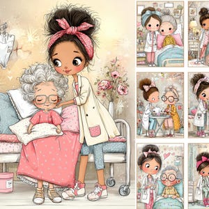 Digitale pagina's lieve verpleegster en ouderen | Afdrukbare items voor junkjournal en scrapbooking (digitale download) afbeelding 6
