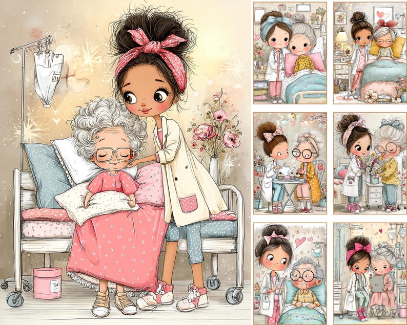 Digitale pagina's lieve verpleegster en ouderen | Afdrukbare items voor junkjournal en scrapbooking (digitale download) afbeelding 6