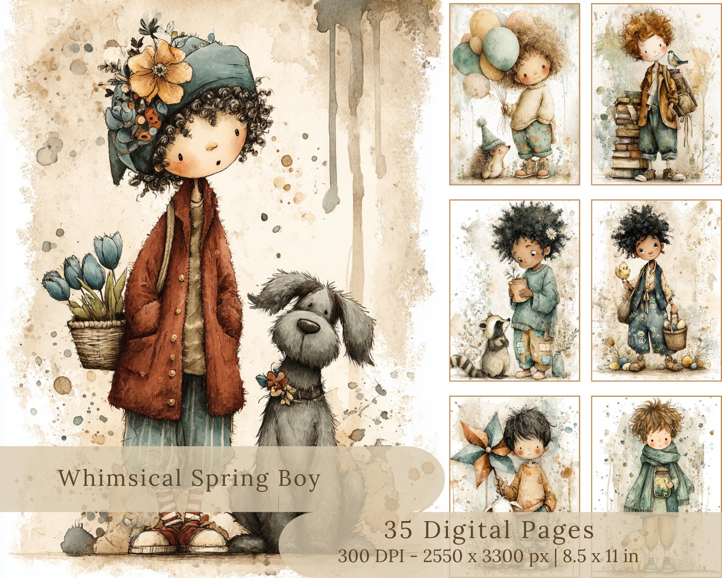 Preview of Spring Boy Journal Pages — 35 Storybook Printables
