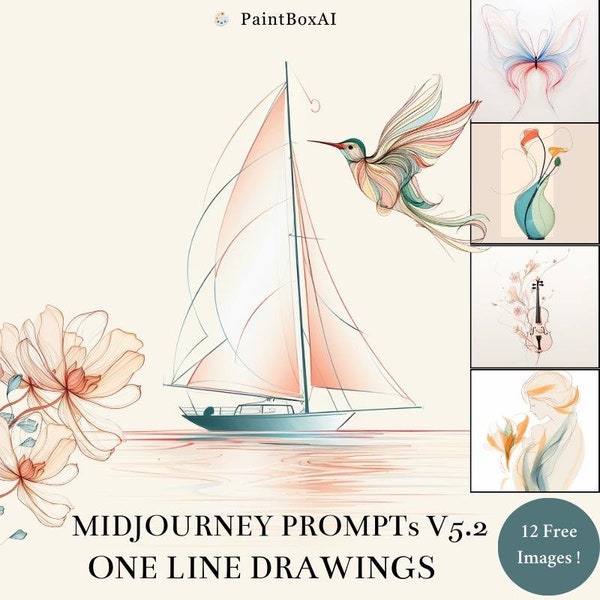 One Line Drawings Midjourney Prompts | Wall Art Midjourney Prompts | AI Drawing Prompts | Minimalist Prompts | Free Images Included