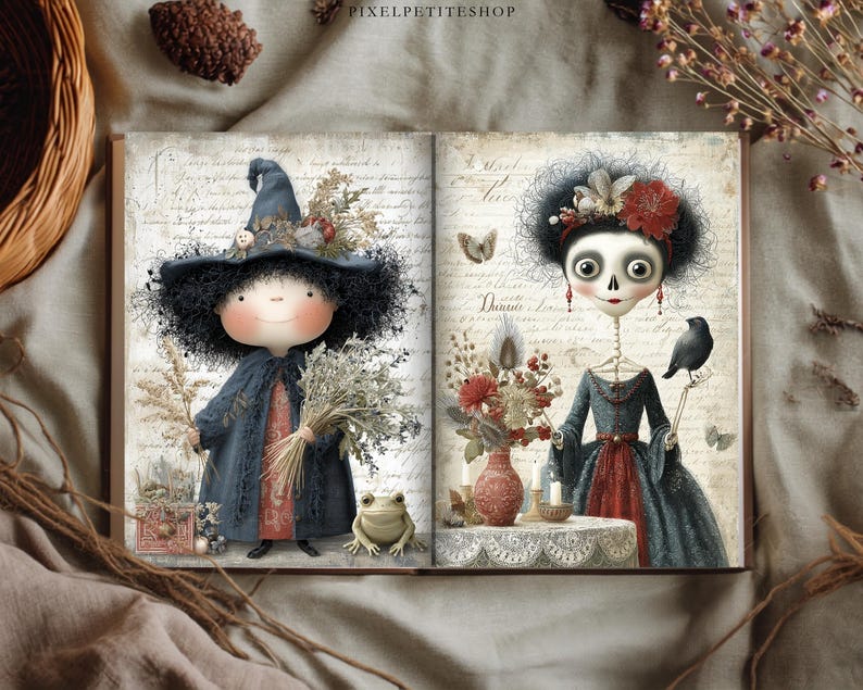 Gothic Cottagecore Halloween Digital Pages | Junk Journal & Scrapbook Papers (Digital Download) image 7