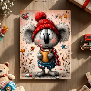 Witzige Weihnachtstiere Digitales Papier | Junk Journal Seiten, Karten (Digitaler Download) Bild 5