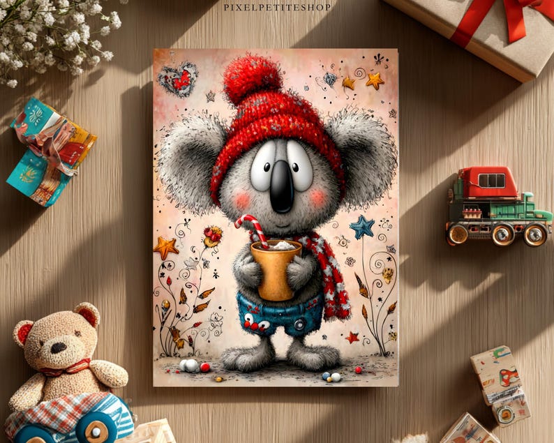 Witzige Weihnachtstiere Digitales Papier | Junk Journal Seiten, Karten (Digitaler Download) Bild 5