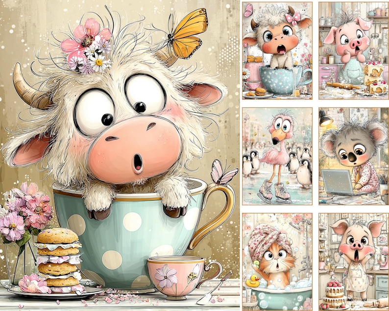 Funny Cartoon Animals Digital Pages | Junk Journal & Scrapbooking Printables (Digital Download) image 7