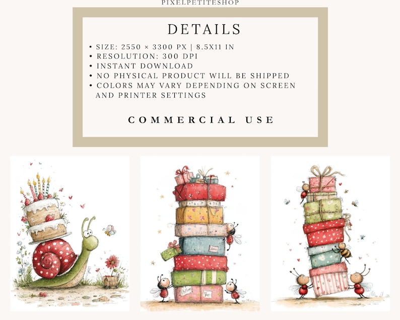 Whimsical Birthday Bugs Digital Pages | Junk Journal and Scrapbooking Ephemera (Digital Download) image 2