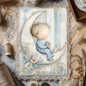 Adorable Baby Boy Digital Pages | Nursery Junk Journal & Scrapbooking Printables (Digital Download) image 13
