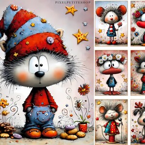 Witzige Weihnachtstiere Digitales Papier | Junk Journal Seiten, Karten (Digitaler Download) Bild 9