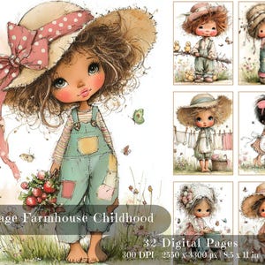 Digitala skräpjournalsidor för barn i vintagestil | Scrapbooking-ephemera (digital nedladdning)