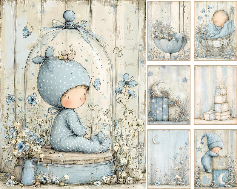 Adorable Baby Boy Digital Pages | Nursery Junk Journal & Scrapbooking Printables (Digital Download) image 17