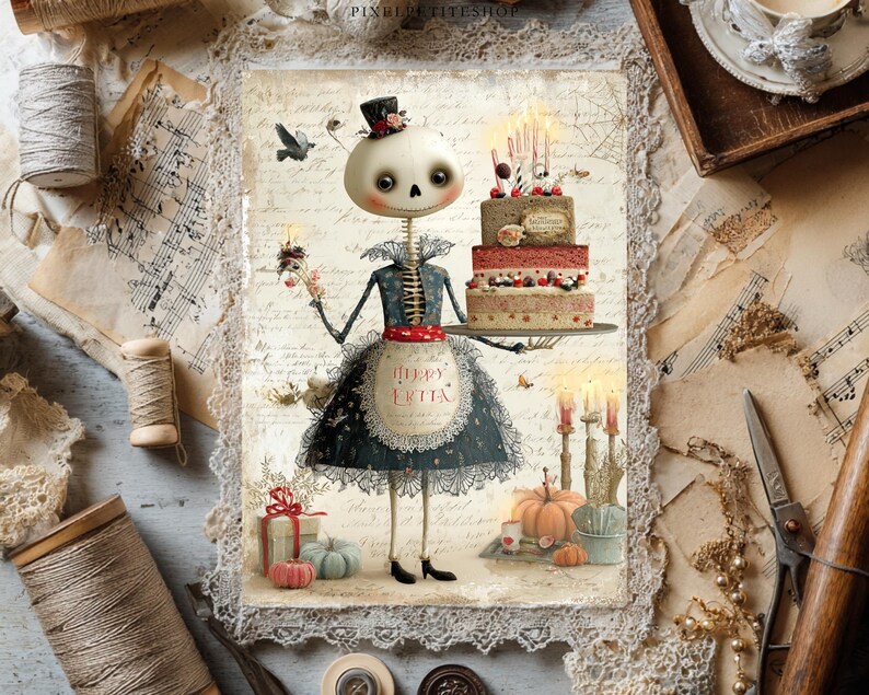 Gothic Cottagecore Halloween Digital Pages | Junk Journal & Scrapbook Papers (Digital Download) image 15