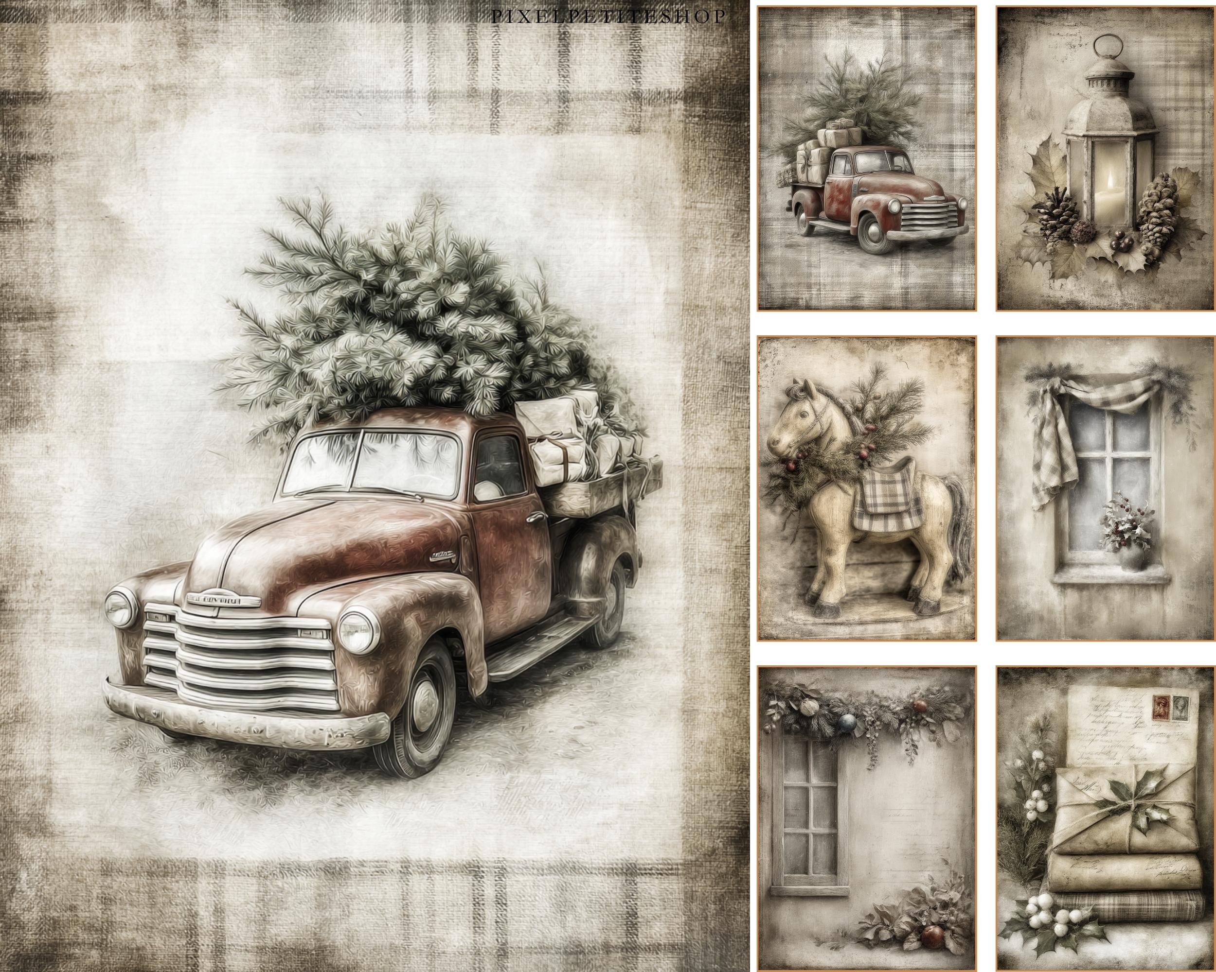 Rustic Christmas Junk Journal Pages | Vintage Holiday Ephemera ...