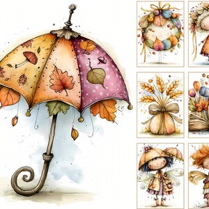 Watercolor Fairy Junk Journal Pages, Autumn Woodland Creatures, Scrapbook Kit (Digital Download) image 19
