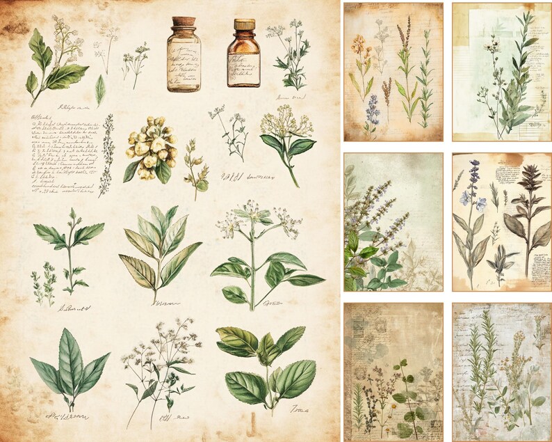 Botanical Herb Digital Pages | Junk Journal and Scrapbook Printables (Digital Download) image 13