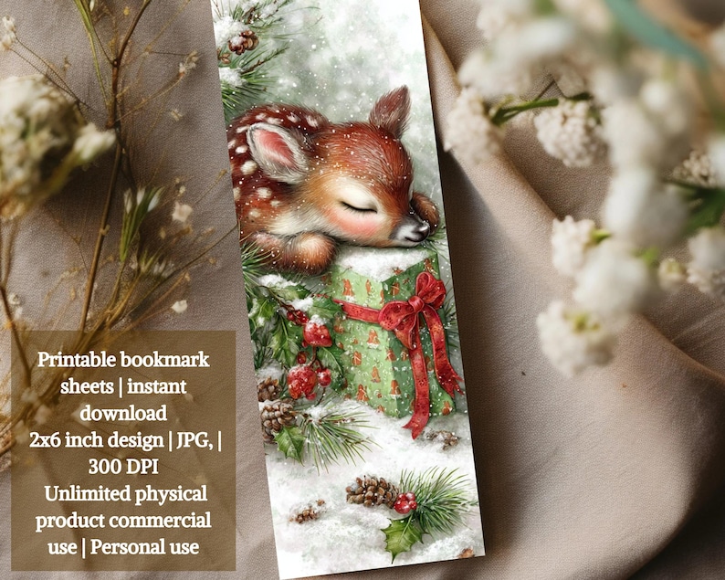 12 Christmas Watercolor Bookmark Printable Set – Cozy Holiday Bookmarks ...