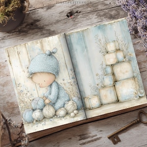 Adorable Baby Boy Digital Pages | Nursery Junk Journal & Scrapbooking Printables (Digital Download) image 10