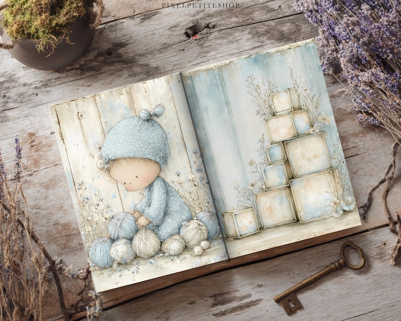 Adorable Baby Boy Digital Pages | Nursery Junk Journal & Scrapbooking Printables (Digital Download) image 10