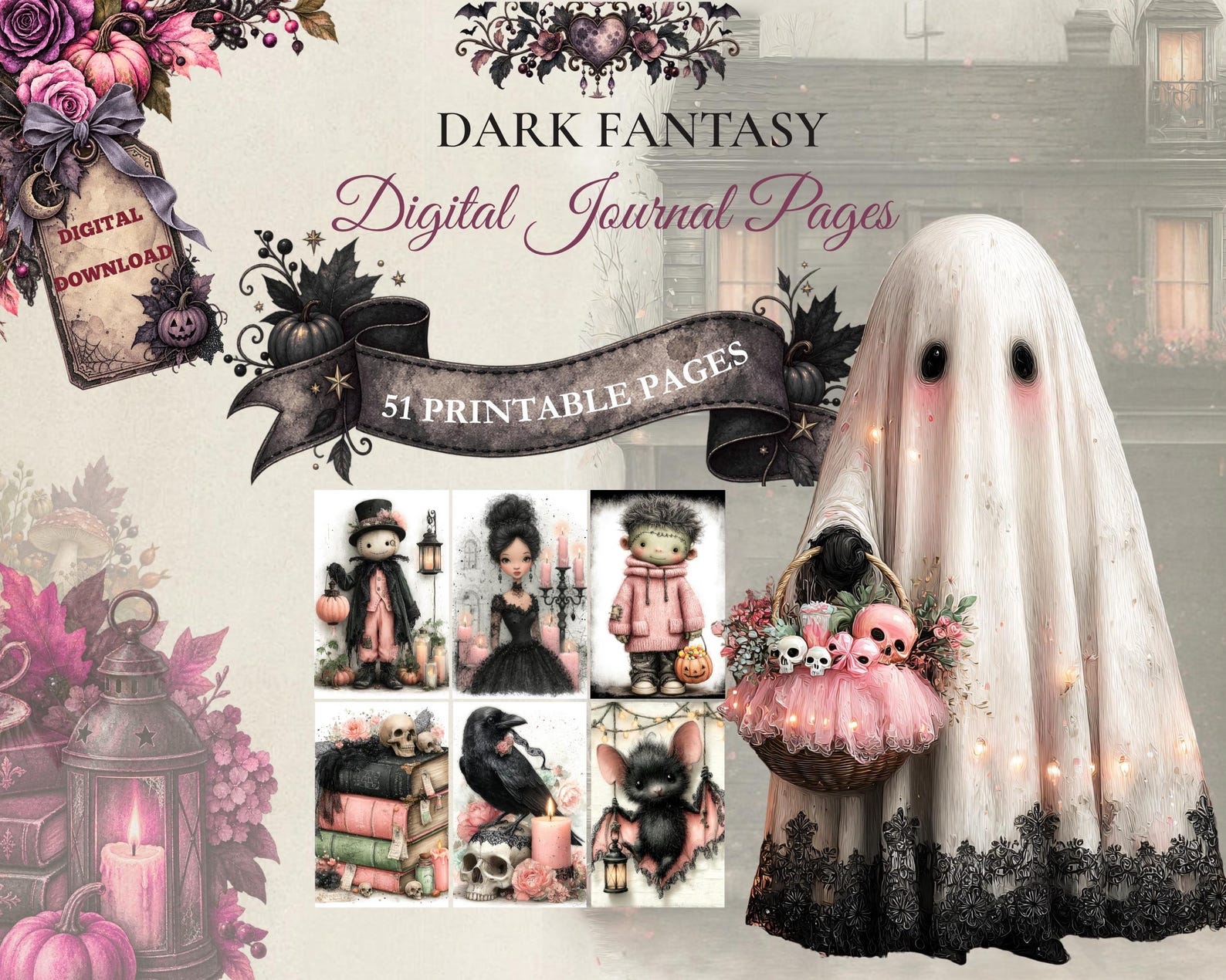 Dark Fantasy Halloween Scrapbook Pages