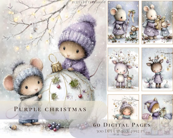 Whimsical Woodland Christmas Animal Digital Junk Journal Pages (Digital Download)