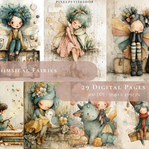 Whimsical Fairy Girl Digital Junk Journal Pages | Scrapbooking Printables (Digital Download) image 1
