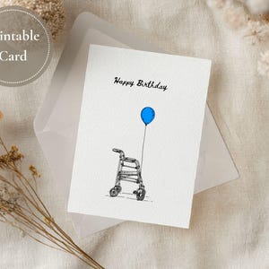 Funny Birthday Card Printable | Walker Balloon | Milestone Birthday (Digital Download)