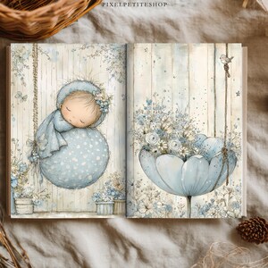 Adorable Baby Boy Digital Pages | Nursery Junk Journal & Scrapbooking Printables (Digital Download) image 8