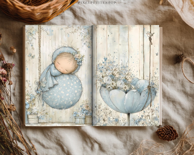 Adorable Baby Boy Digital Pages | Nursery Junk Journal & Scrapbooking Printables (Digital Download) image 8