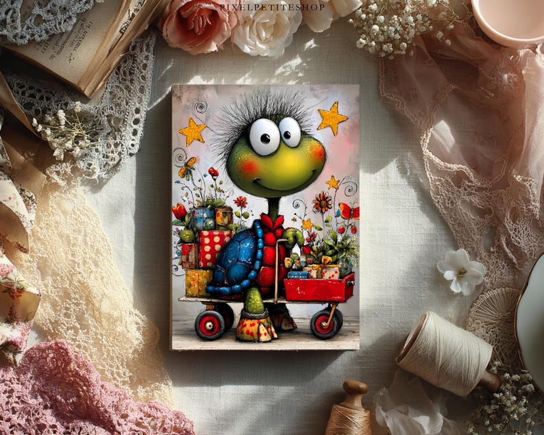 Witzige Weihnachtstiere Digitales Papier | Junk Journal Seiten, Karten (Digitaler Download) Bild 3