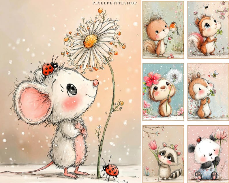 Nyckfulla digitala sidor med blommiga vänner | Utskrivbara skräpjournaler och scrapbooking (digital nedladdning) bild 6