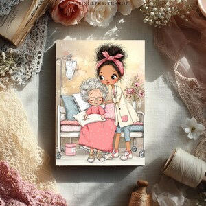 Digitale pagina's lieve verpleegster en ouderen | Afdrukbare items voor junkjournal en scrapbooking (digitale download) afbeelding 3