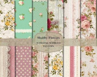 30 Floral Seamless Pattern. Digital Craft Paper Bundle. Commercial Use. Crafting, Decoupage, Junk JournaL