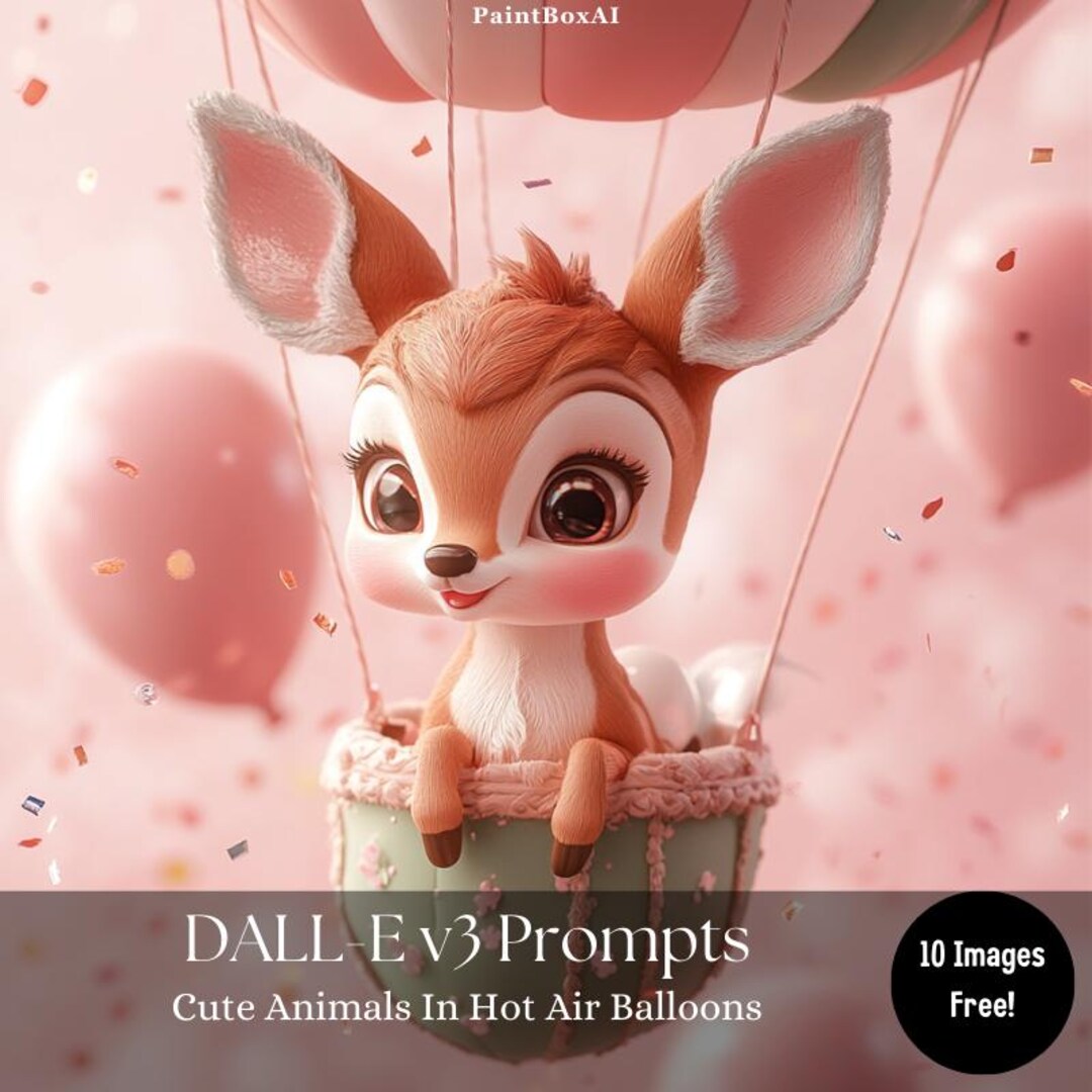 Cute Animals in Hot Air Balloons Midjourney Prompts, AI Prompts for