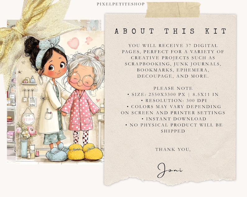 Digitale pagina's lieve verpleegster en ouderen | Afdrukbare items voor junkjournal en scrapbooking (digitale download) afbeelding 10