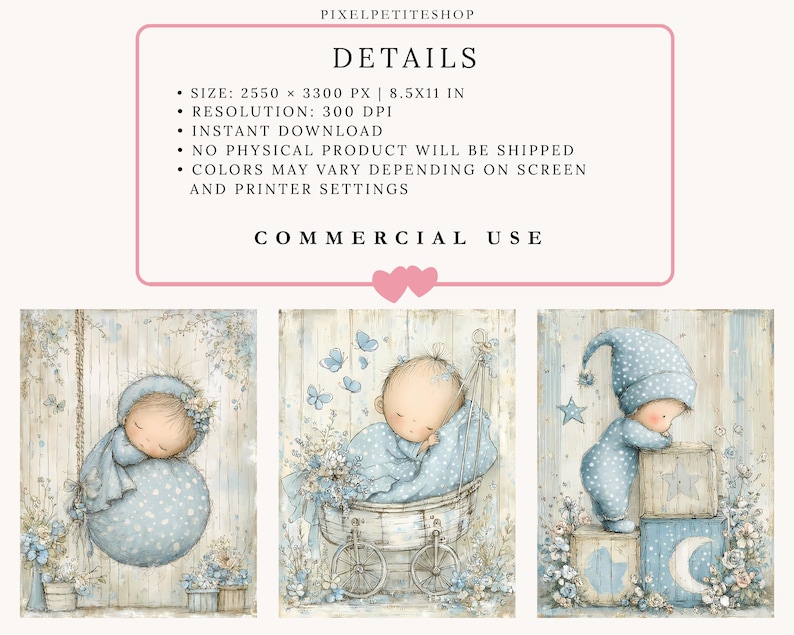 Adorable Baby Boy Digital Pages | Nursery Junk Journal & Scrapbooking Printables (Digital Download) image 2