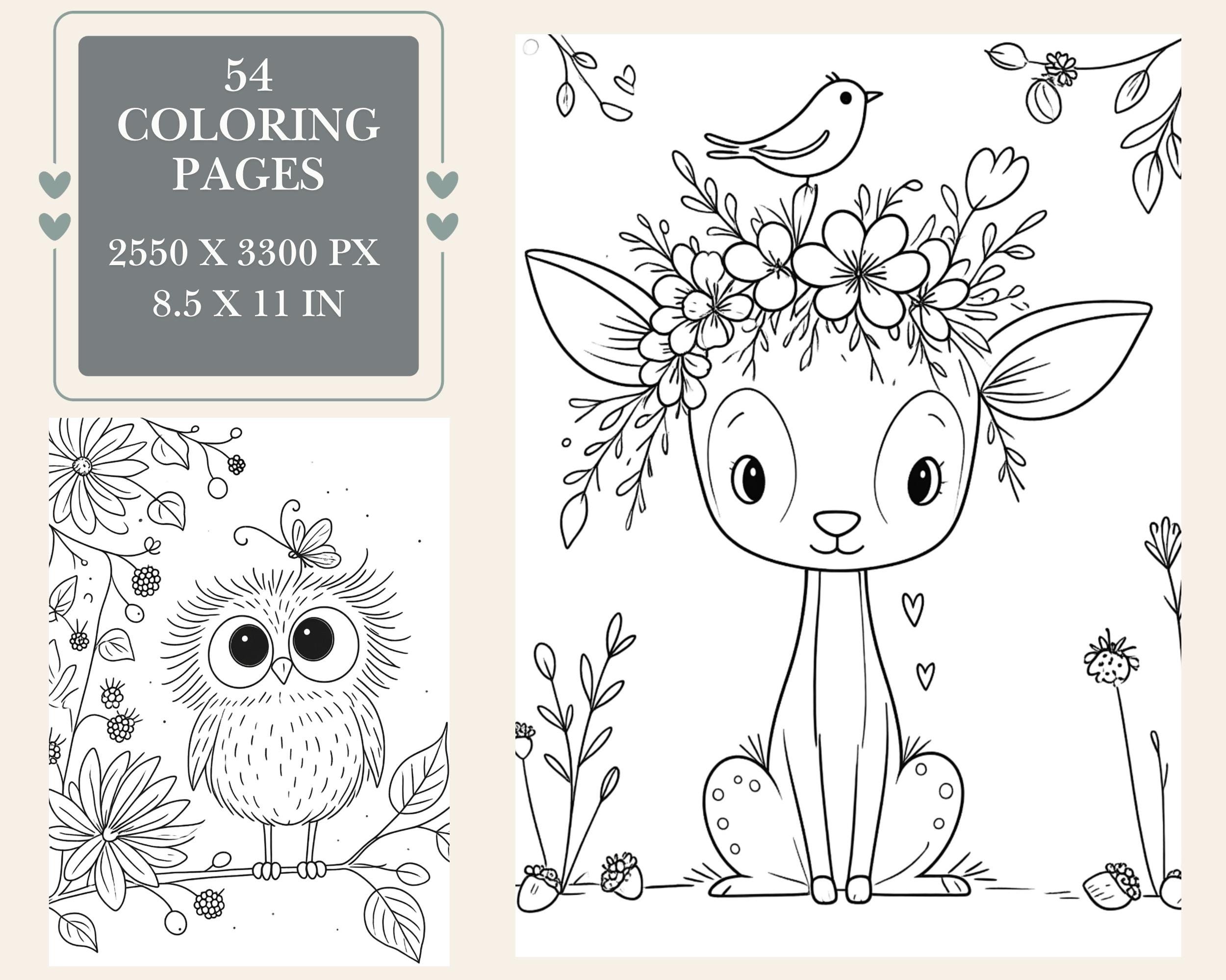 Preview of Woodland Animal Coloring Pages — 54 Printable Designs