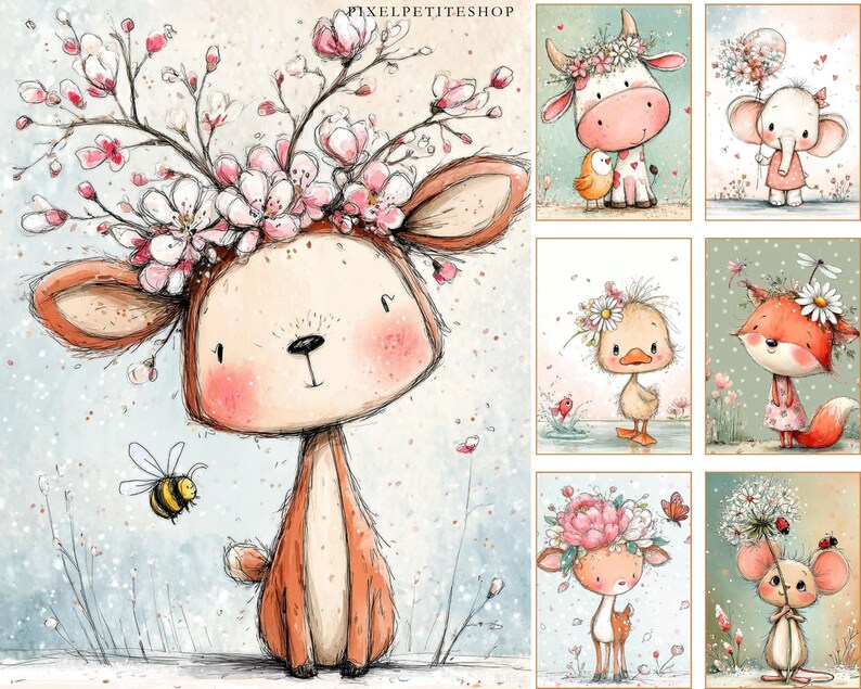 Nyckfulla digitala sidor med blommiga vänner | Utskrivbara skräpjournaler och scrapbooking (digital nedladdning) bild 8