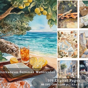 Digitala skräpjournalsidor med sommarresor | Utskrivbara scrapbooking-sidor (digital nedladdning)