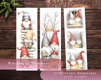 Whimsical Scandinavian Gnomes Bookmark Set | Cozy Holiday Reading Gifts (Digital Download)